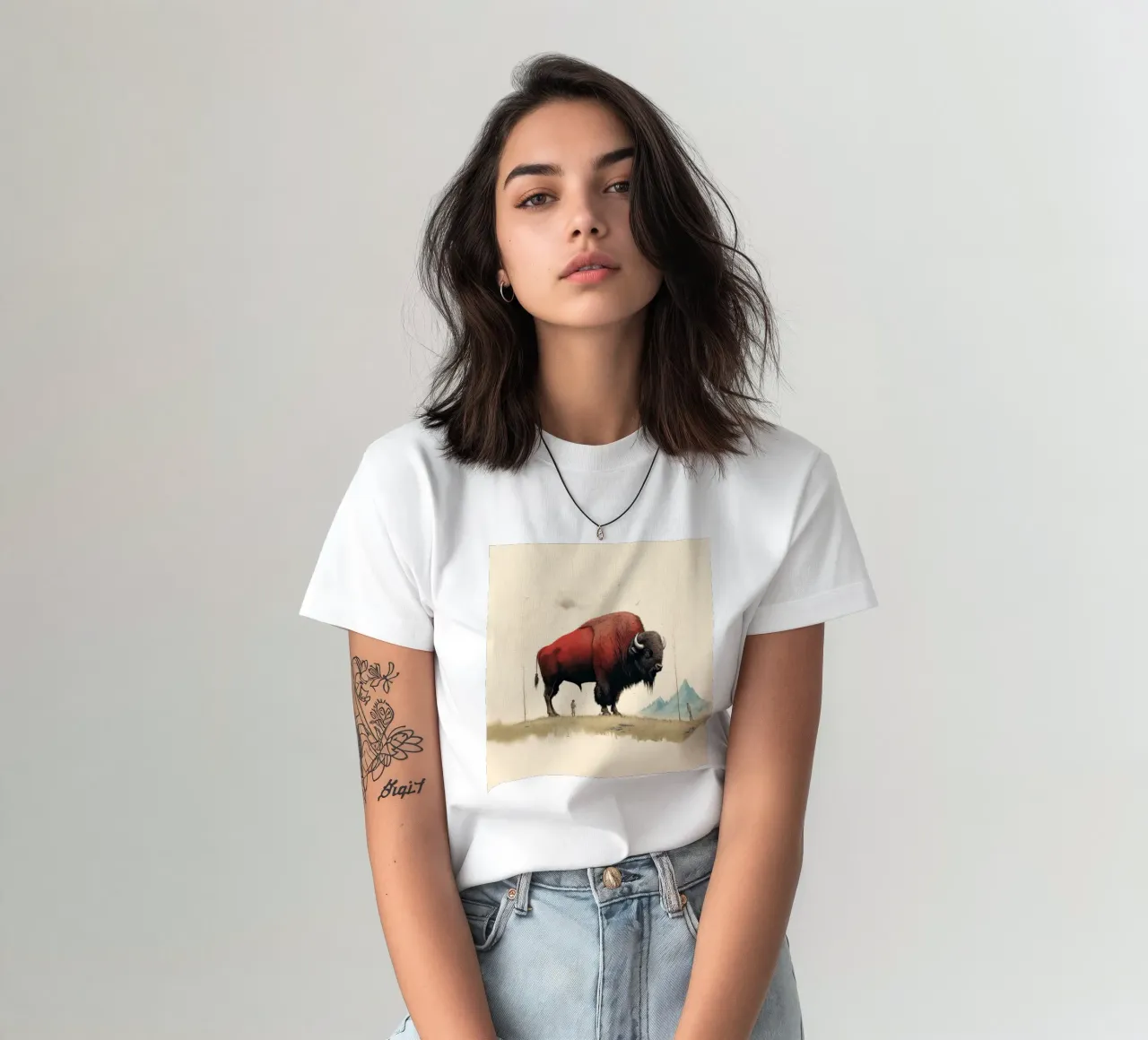 Minimal Bison 4 t-shirt by Minimal Animal Art