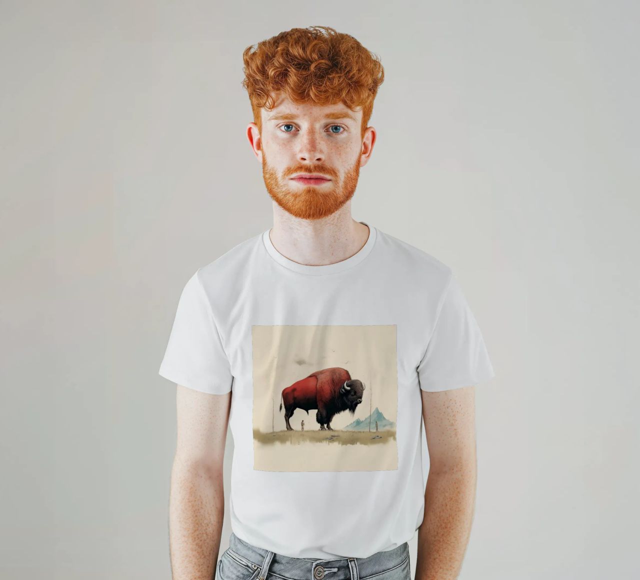 Bisonte minimo 4 t-shirt da Minimal Animal Art