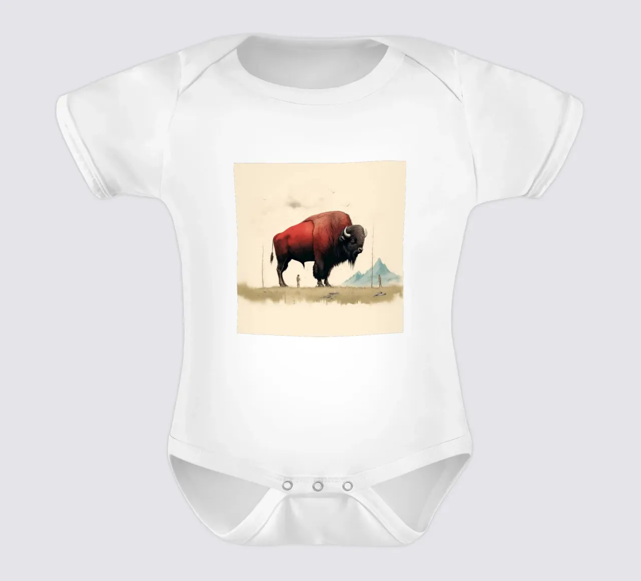 Bisonte minimo 4 body neonato maniche corte da Minimal Animal Art