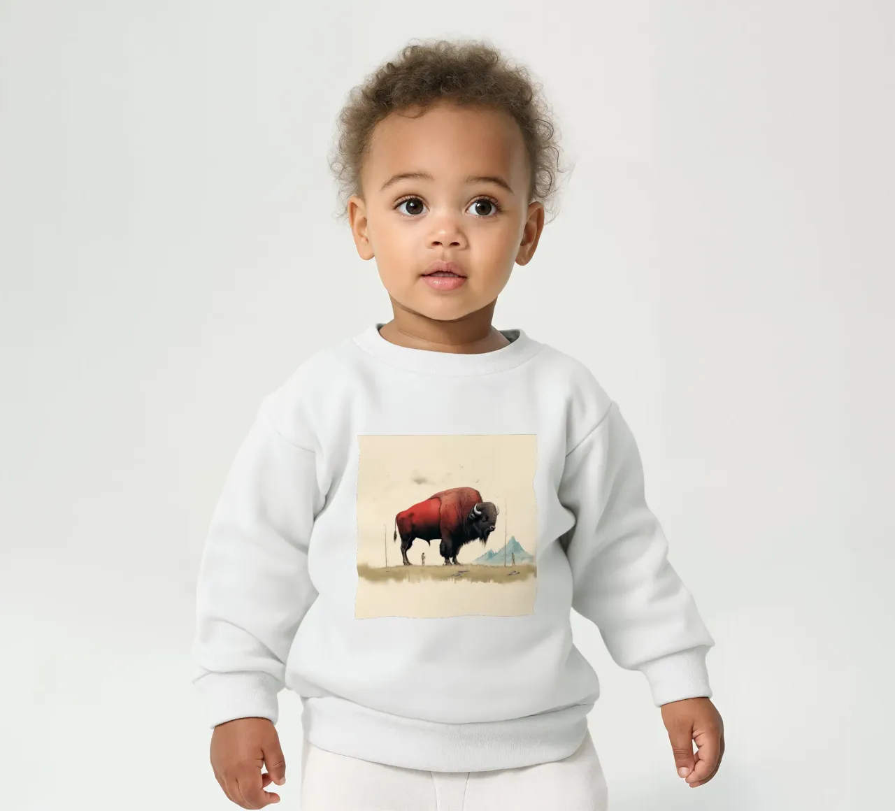Bisonte minimo 4 felpa neonato da Minimal Animal Art