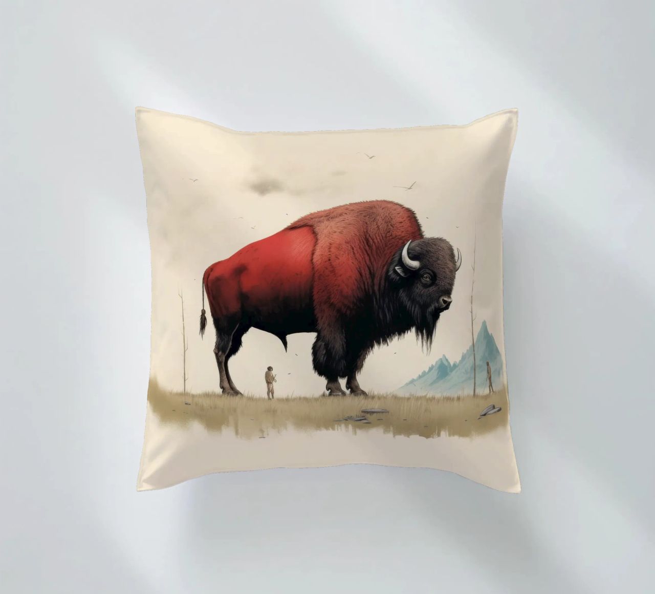 Bisonte minimo 4 cuscino da Minimal Animal Art