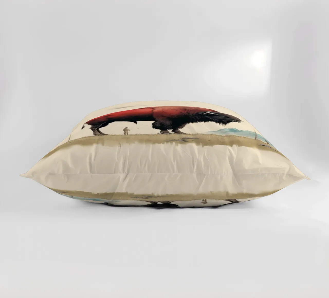 Minimal Bison 4 decorative cushion by Minimal Animal Art