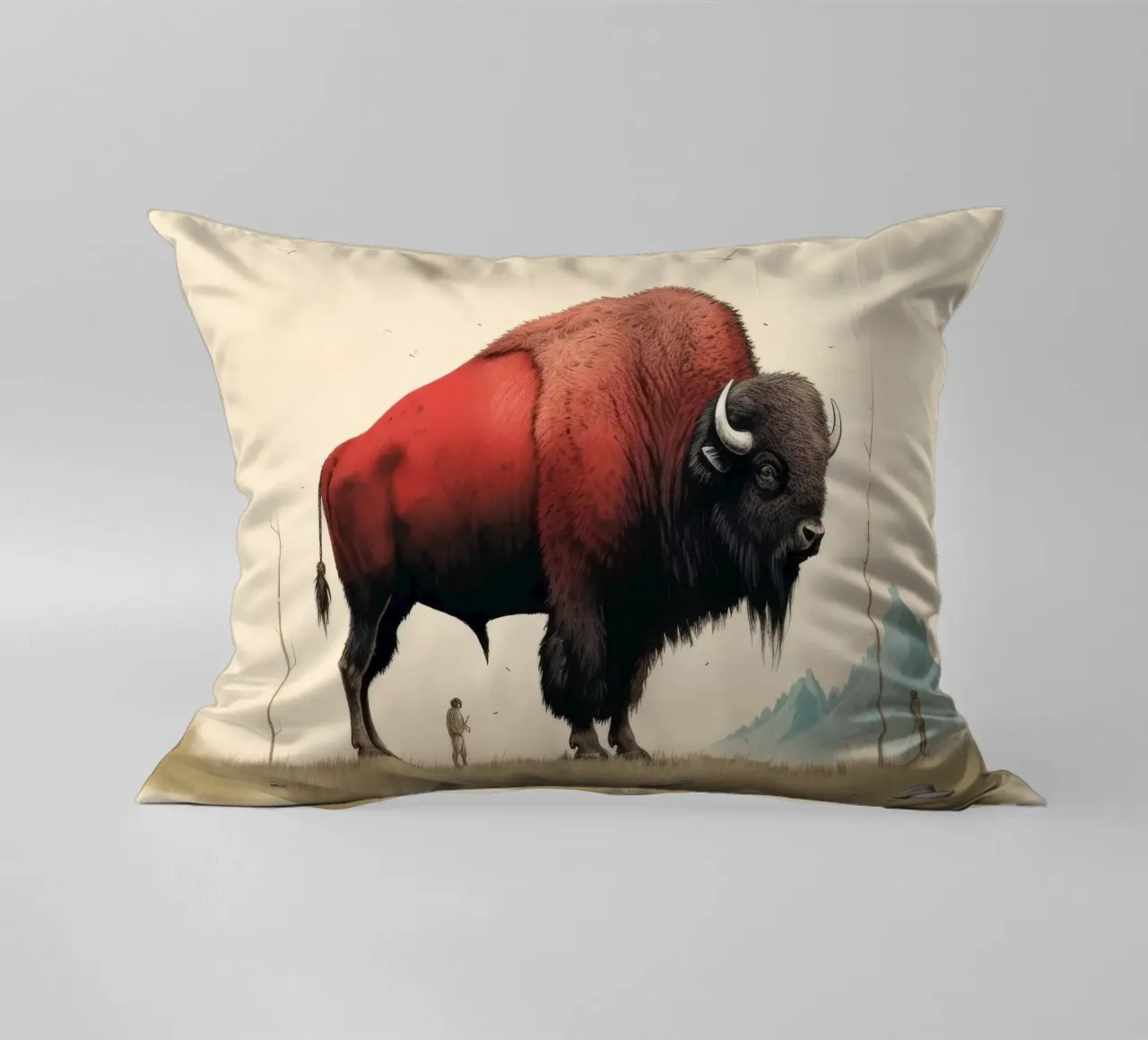 Minimal Bison 4 decorative cushion by Minimal Animal Art
