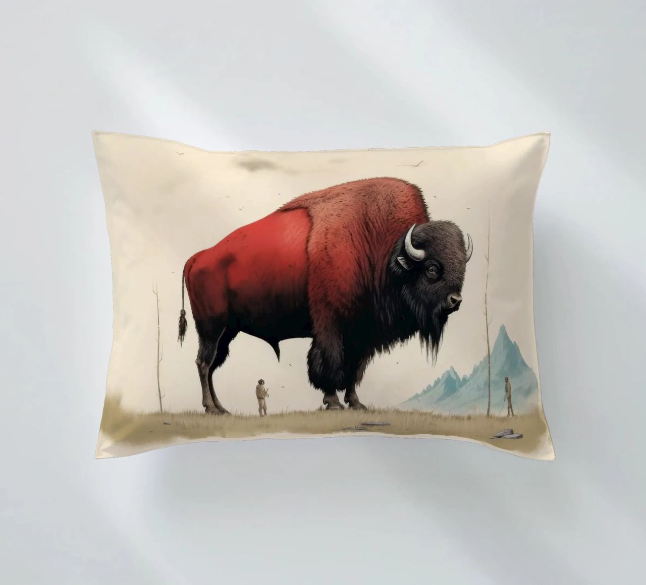Bisonte minimo 4 cuscino da Minimal Animal Art