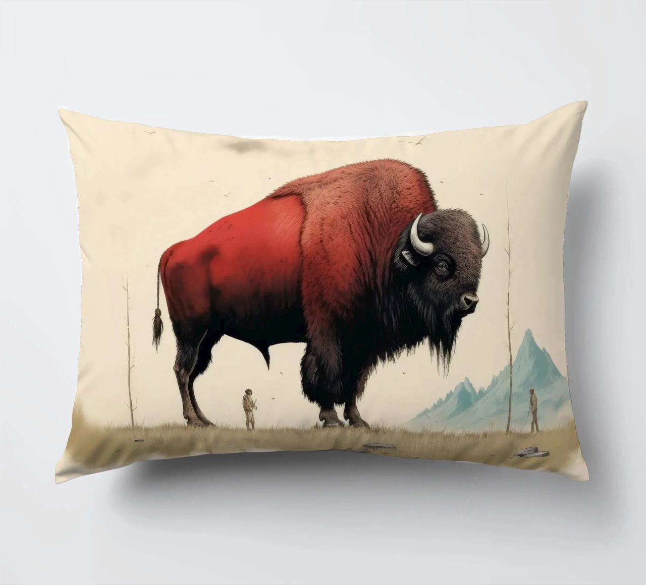 Bisonte minimo 4 cuscino da Minimal Animal Art