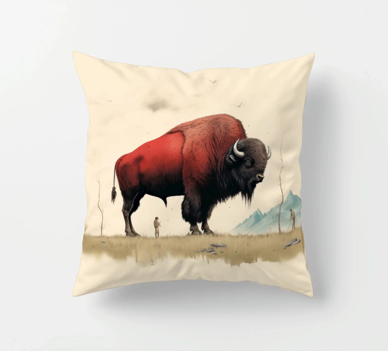 Bisonte minimo 4 cuscino da Minimal Animal Art