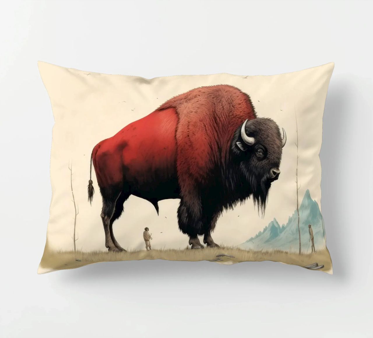 Bisonte minimo 4 cuscino da Minimal Animal Art
