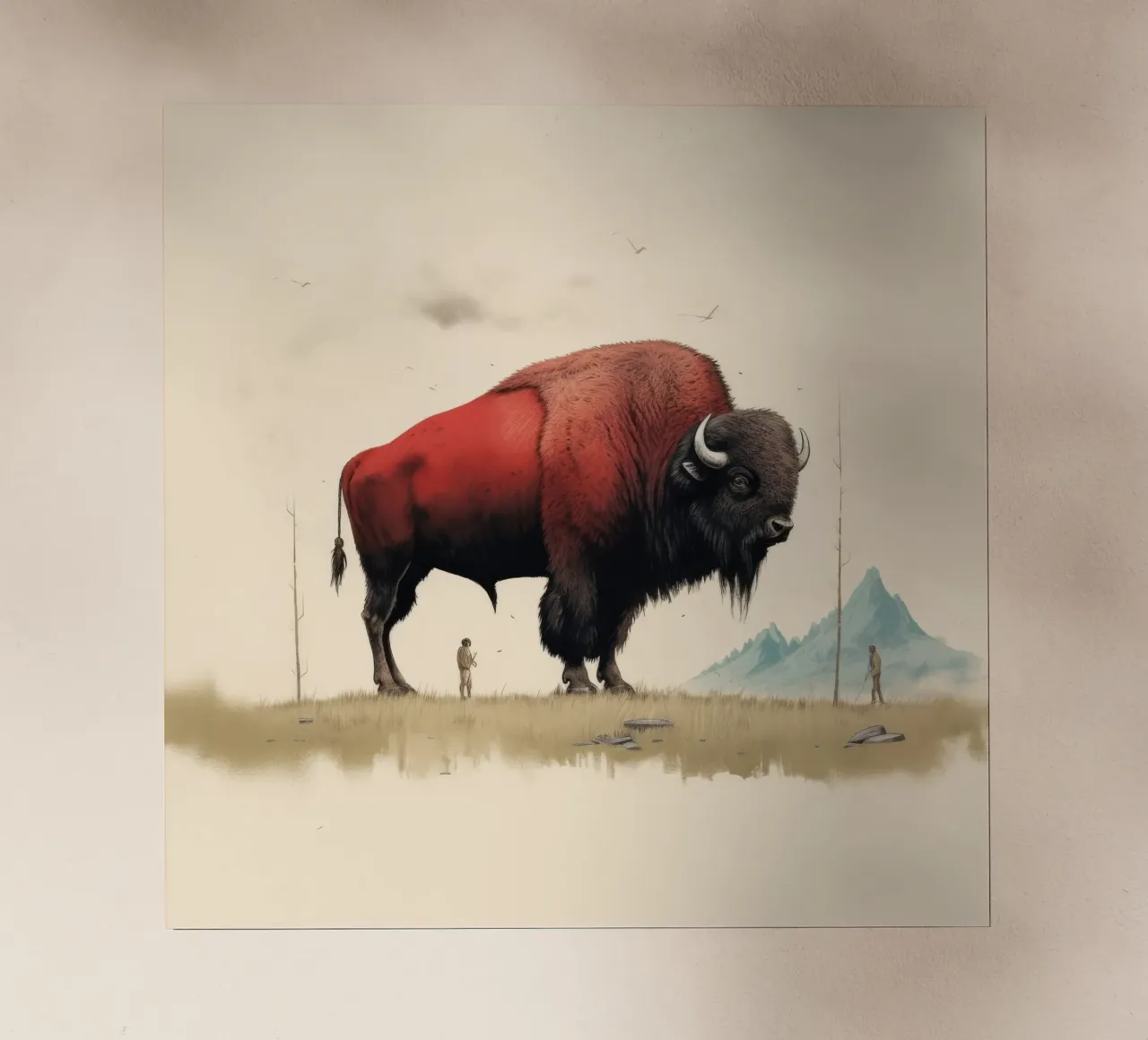 Bisonte minimo 4 pellicola backlit da Minimal Animal Art