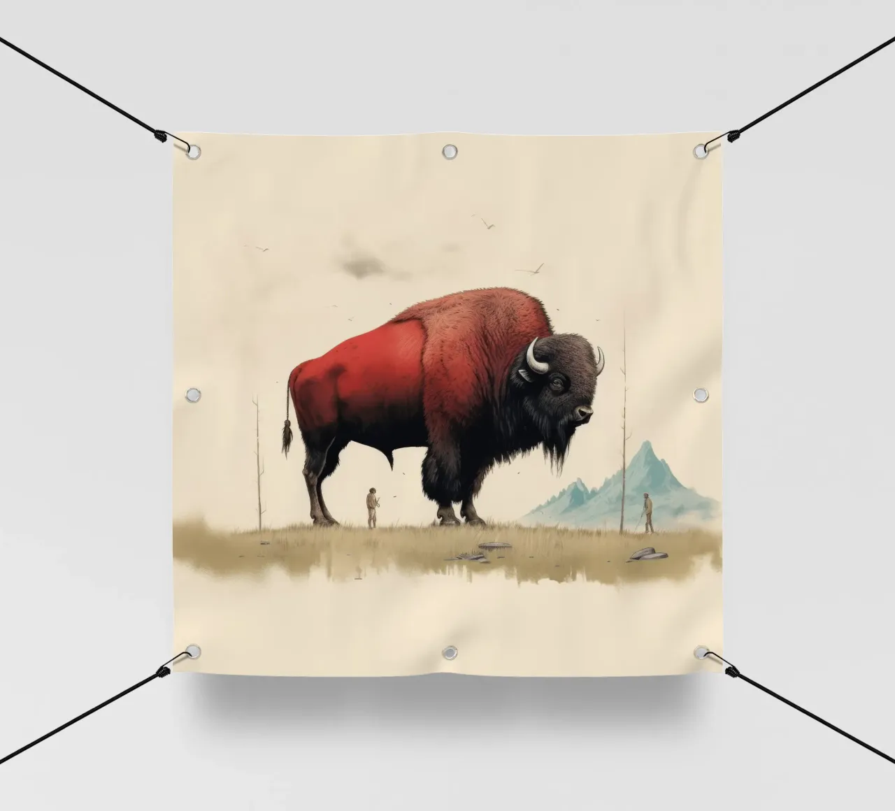 Bisonte mínimo 4 lonas publicitarias de Minimal Animal Art