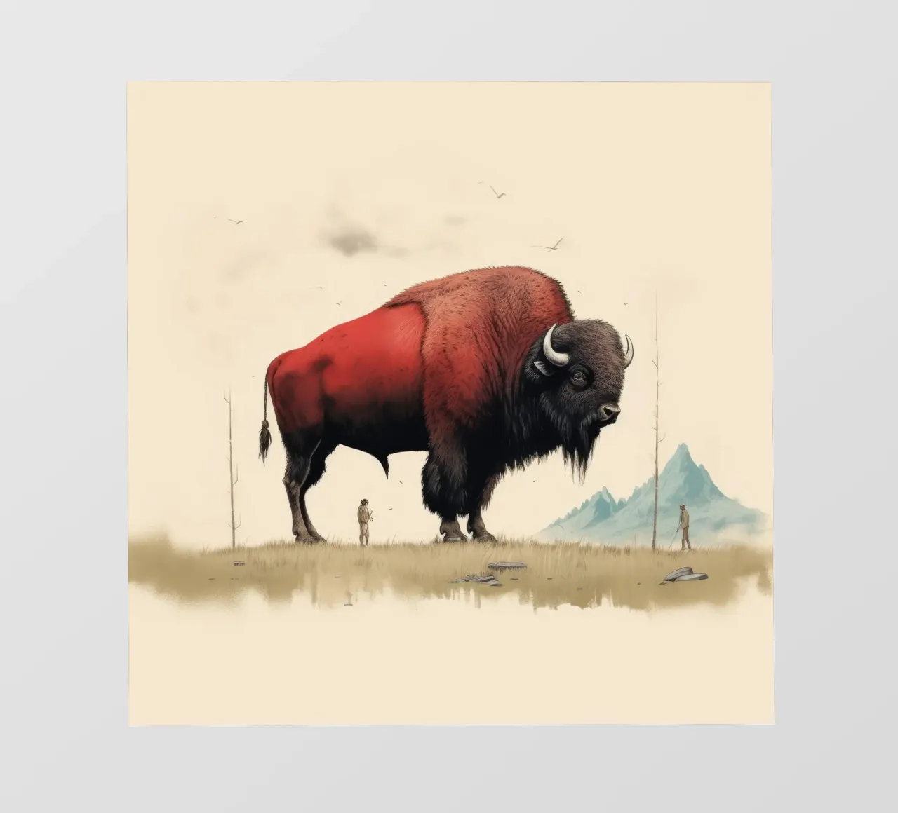 Bisonte minimo 4 telo in pvc da Minimal Animal Art