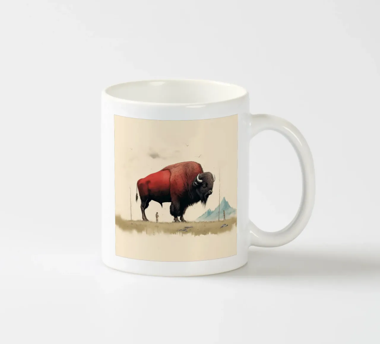 Bisonte minimo 4 tazza in ceramica da Minimal Animal Art