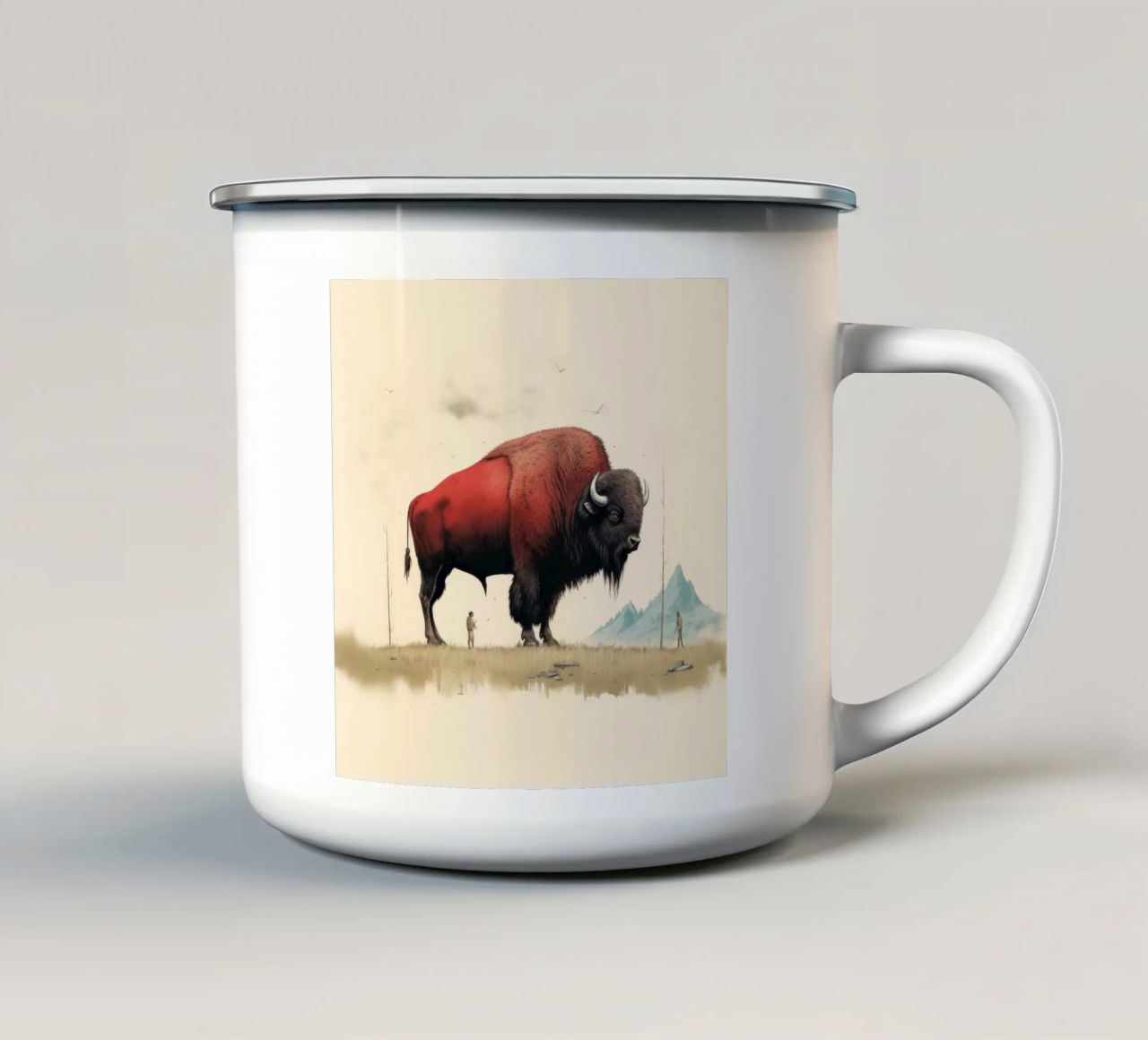 Bisonte minimo 4 tazza in smalto da Minimal Animal Art