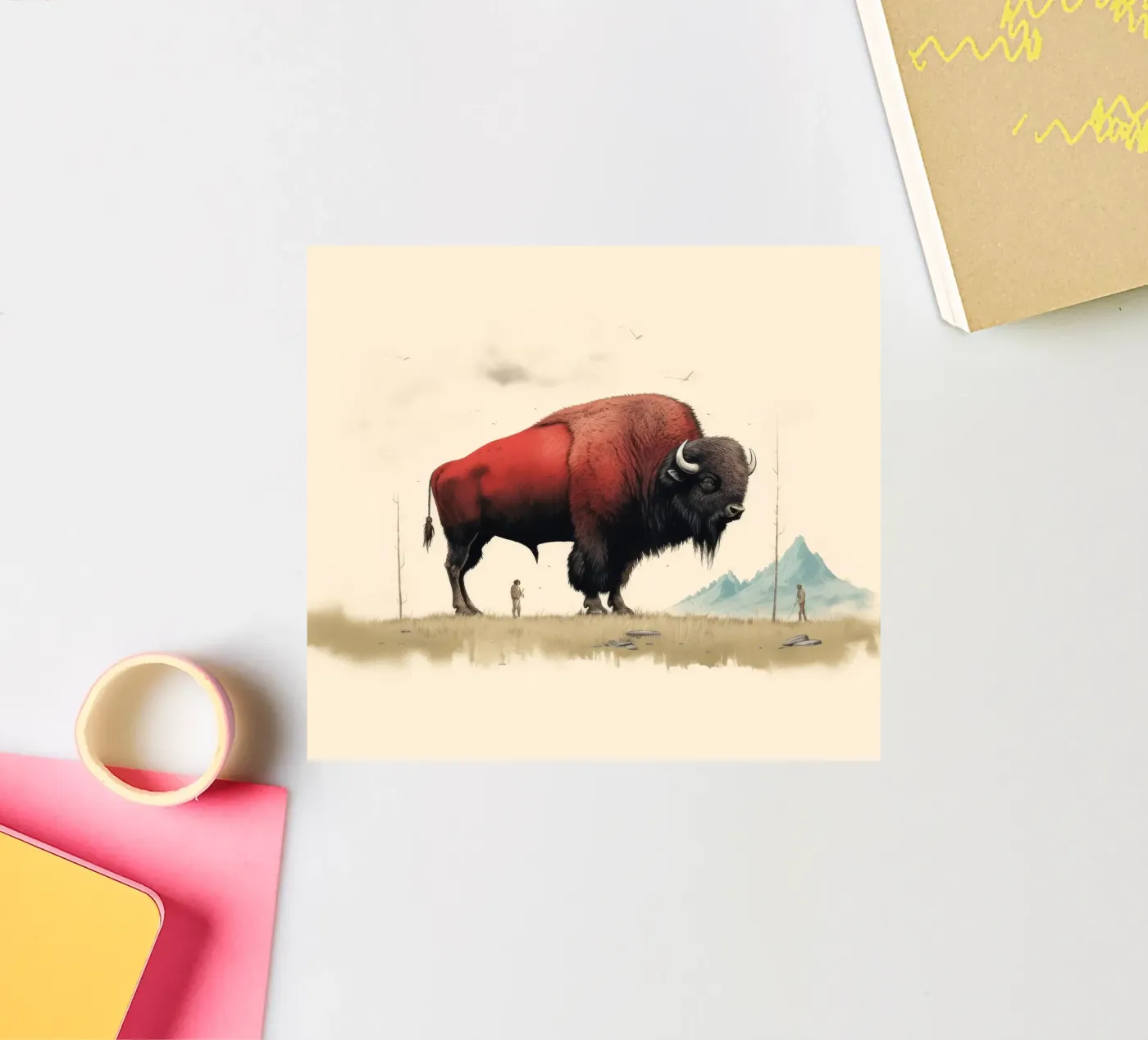 Minimo Bison adesivo da Minimal Animal Art