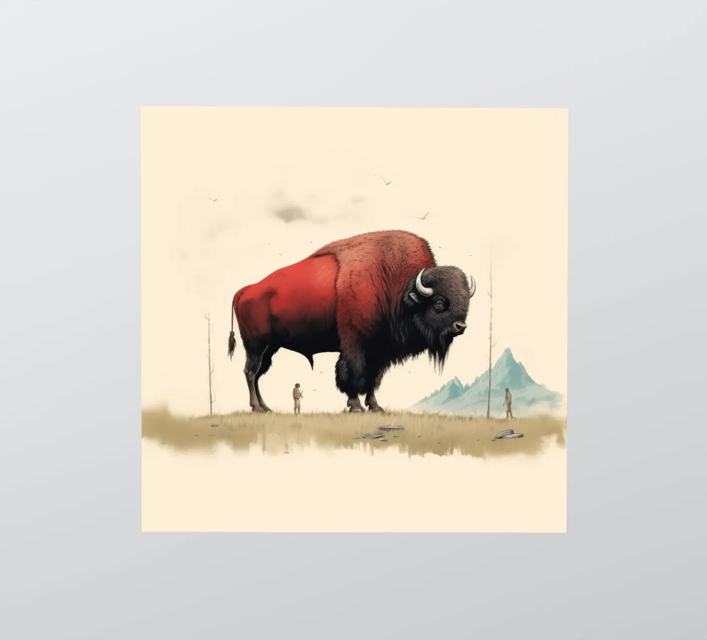 Minimo Bison adesivo da Minimal Animal Art