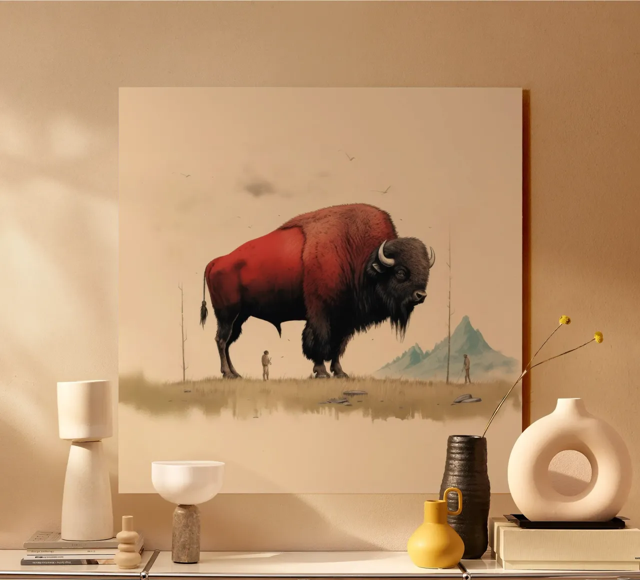 Minimal Bison 4 acrylic glass by Minimal Animal Art
