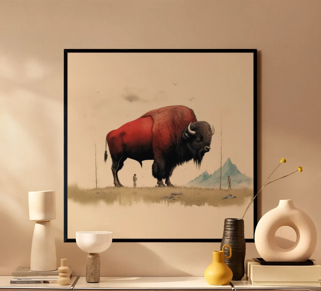 Bisonte mínimo 4 hahnemühle de Minimal Animal Art