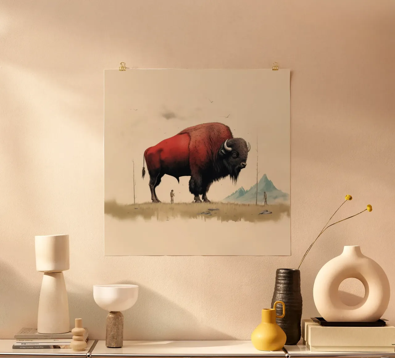 Bisonte mínimo 4 hahnemühle de Minimal Animal Art