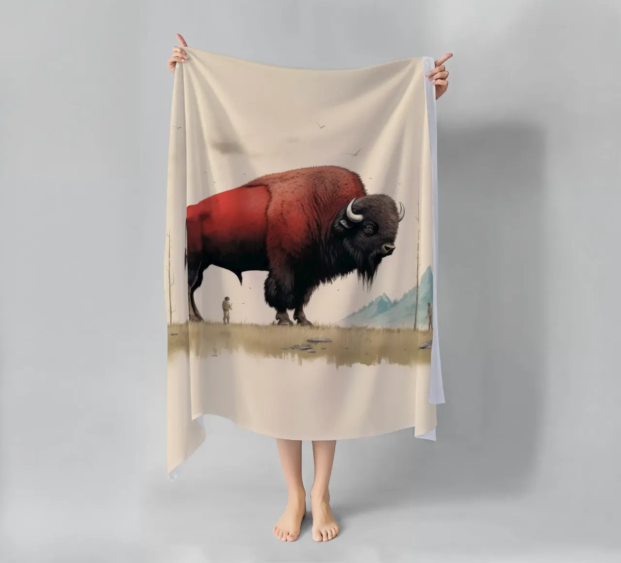 Bisonte minimo 4 telo mare da Minimal Animal Art