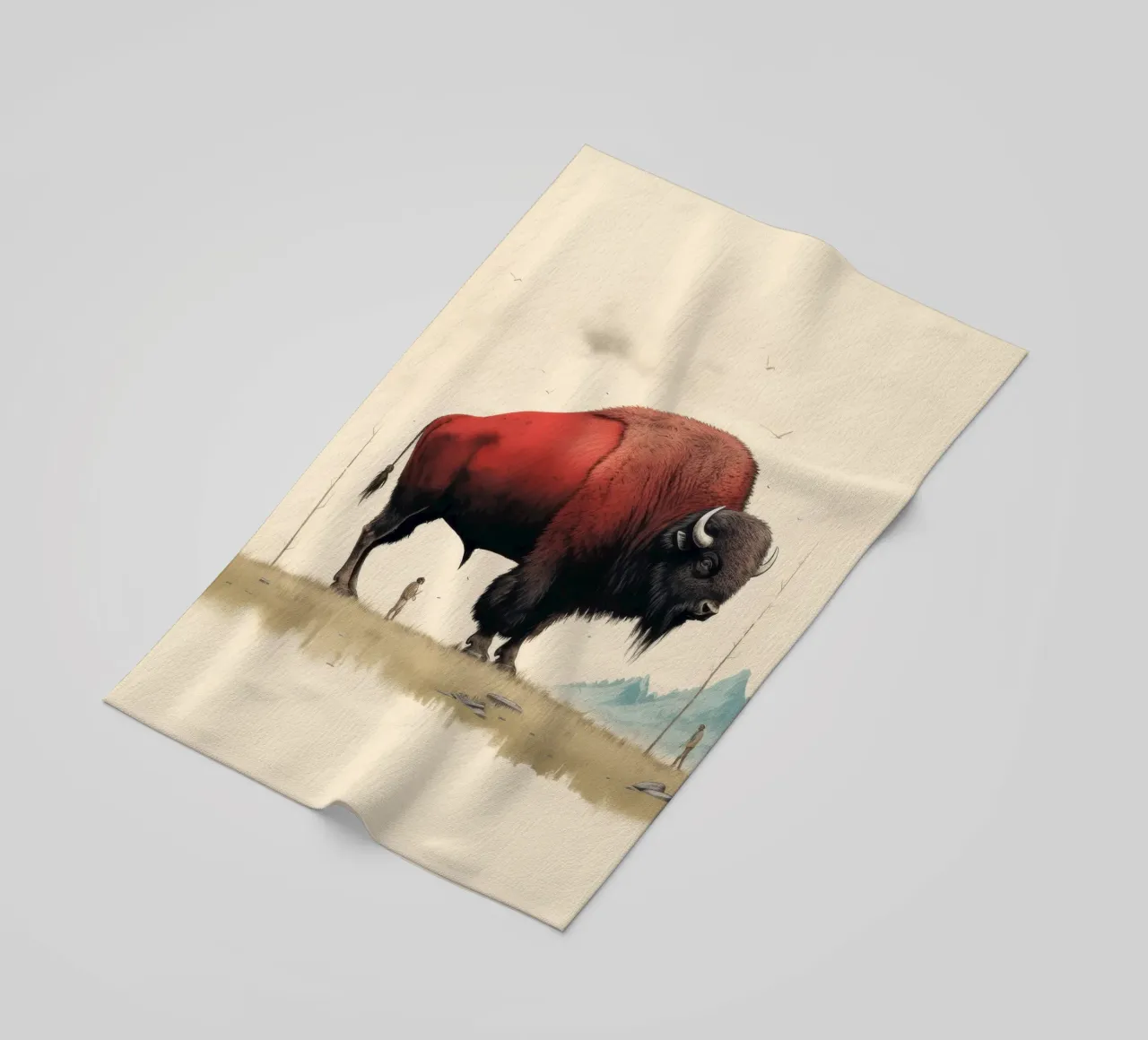 Bisonte minimo 4 telo mare da Minimal Animal Art