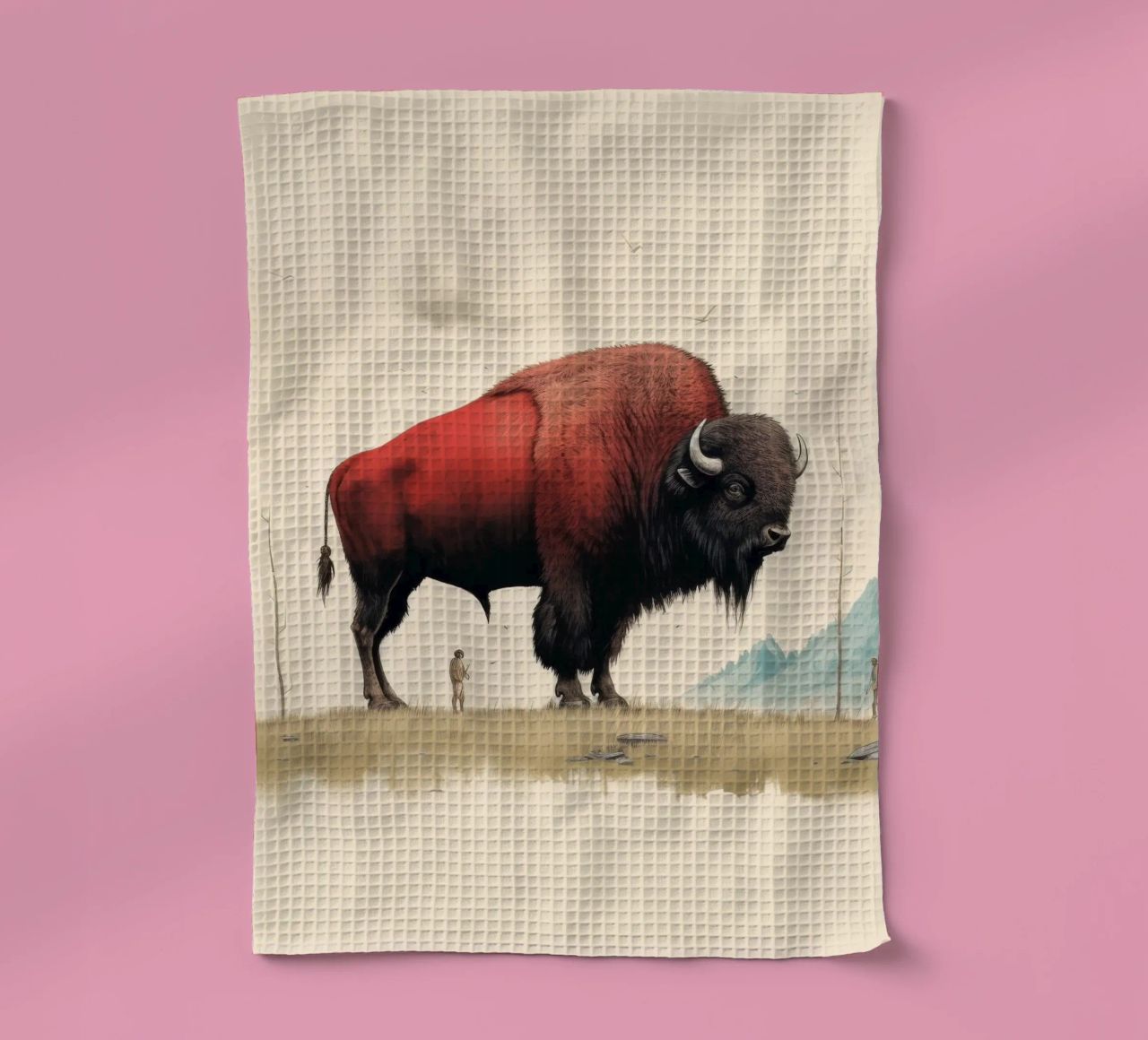 Bisonte minimo 4 canovaccio da cucina da Minimal Animal Art
