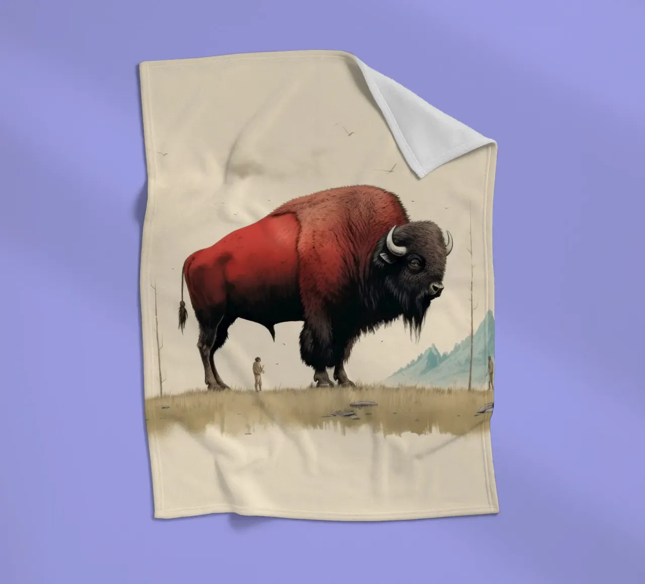 Bisonte mínimo 4 manta de franela de Minimal Animal Art