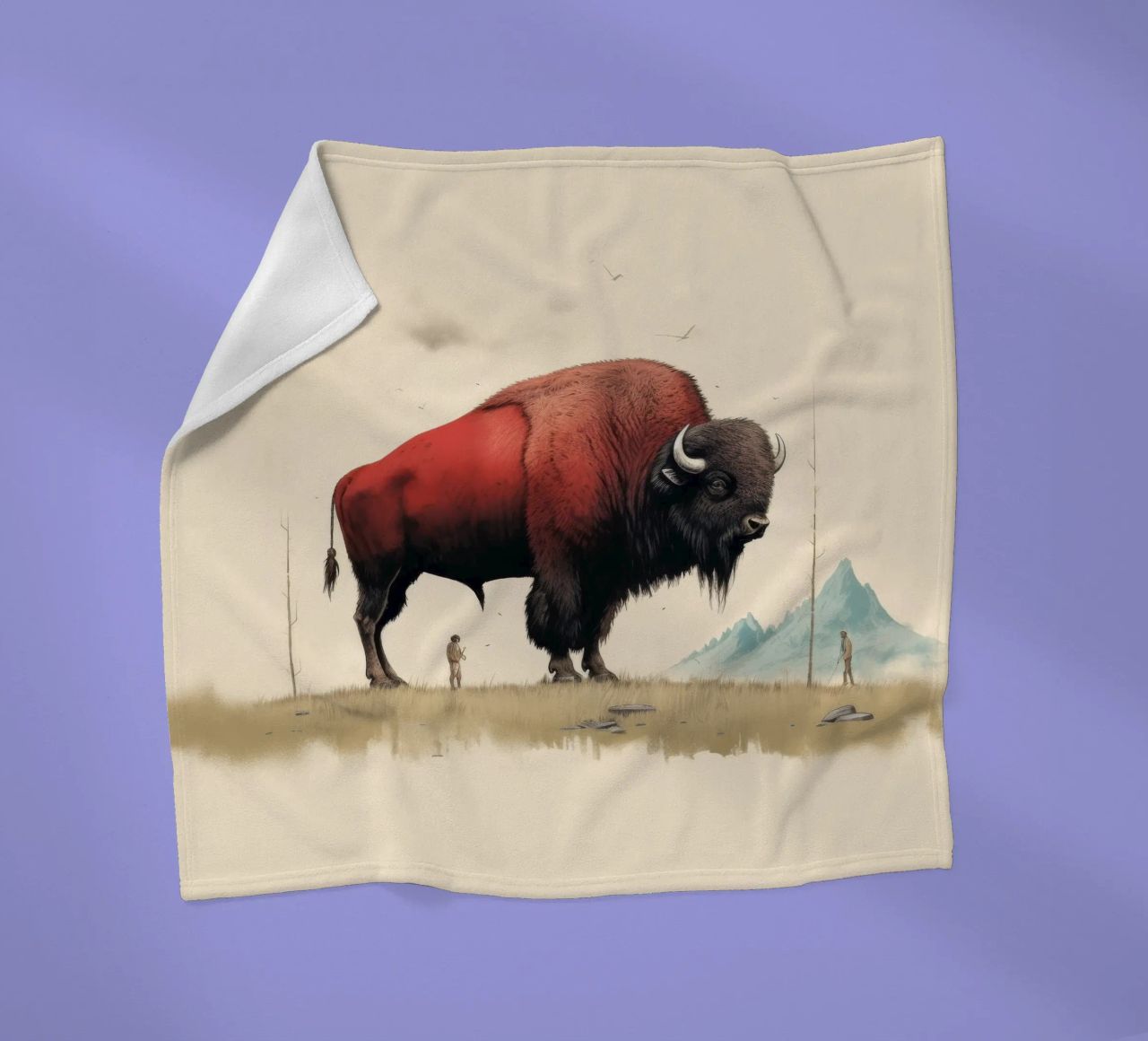 Bisonte minimo 4 coperta in pile da Minimal Animal Art