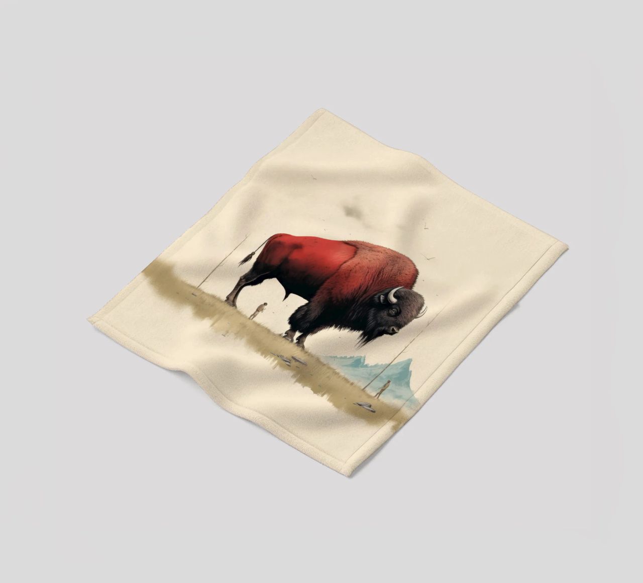 Bisonte minimo 4 coperta in pile da Minimal Animal Art