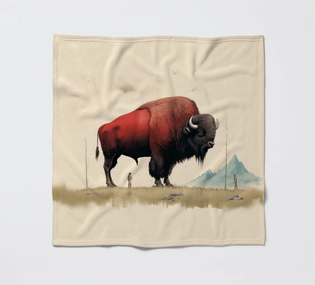 Bisonte minimo 4 coperta in pile da Minimal Animal Art