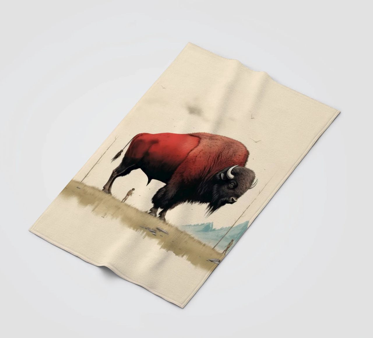 Bisonte minimo 4 coperta in pile da Minimal Animal Art