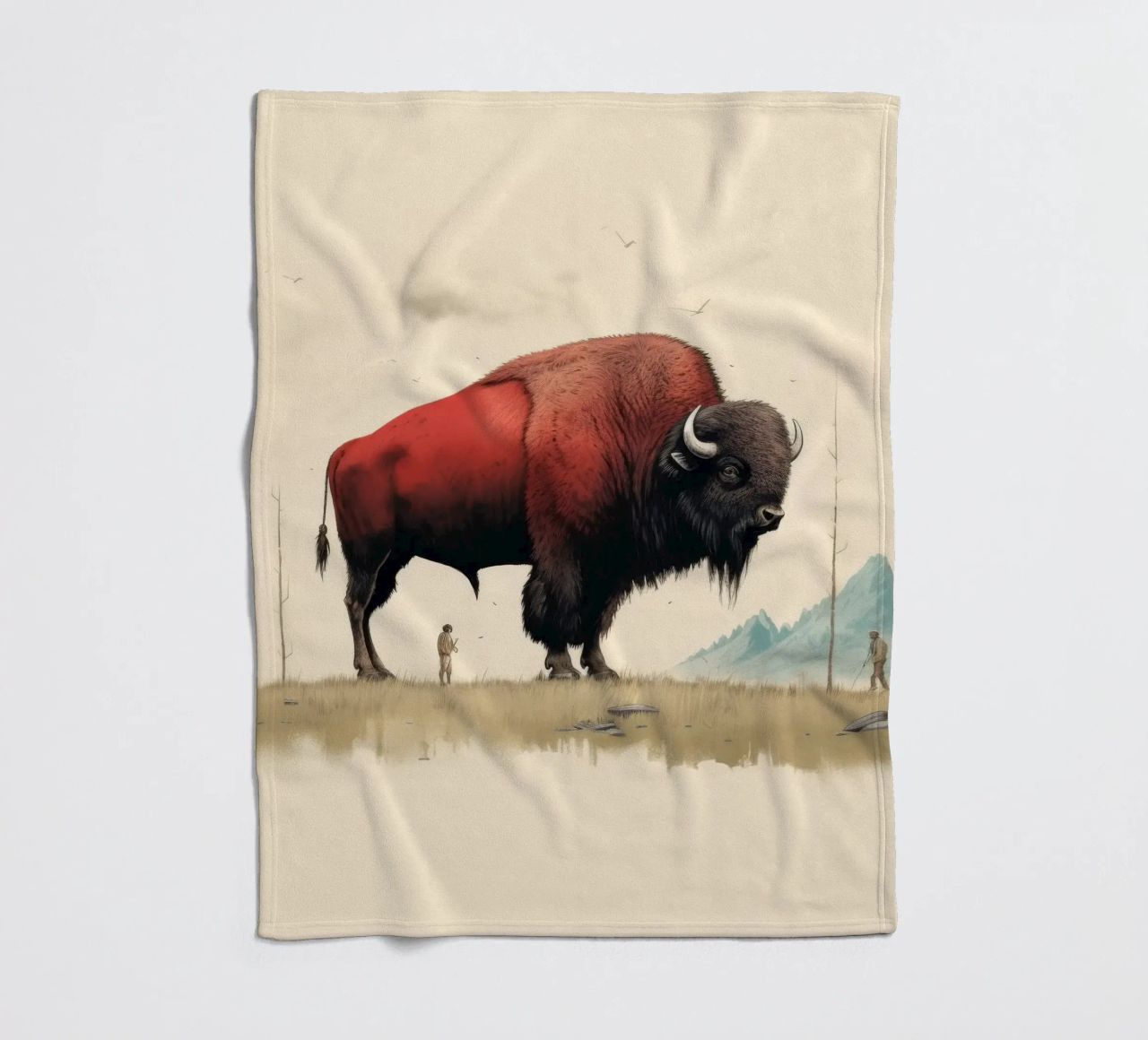 Bisonte minimo 4 coperta in pile da Minimal Animal Art
