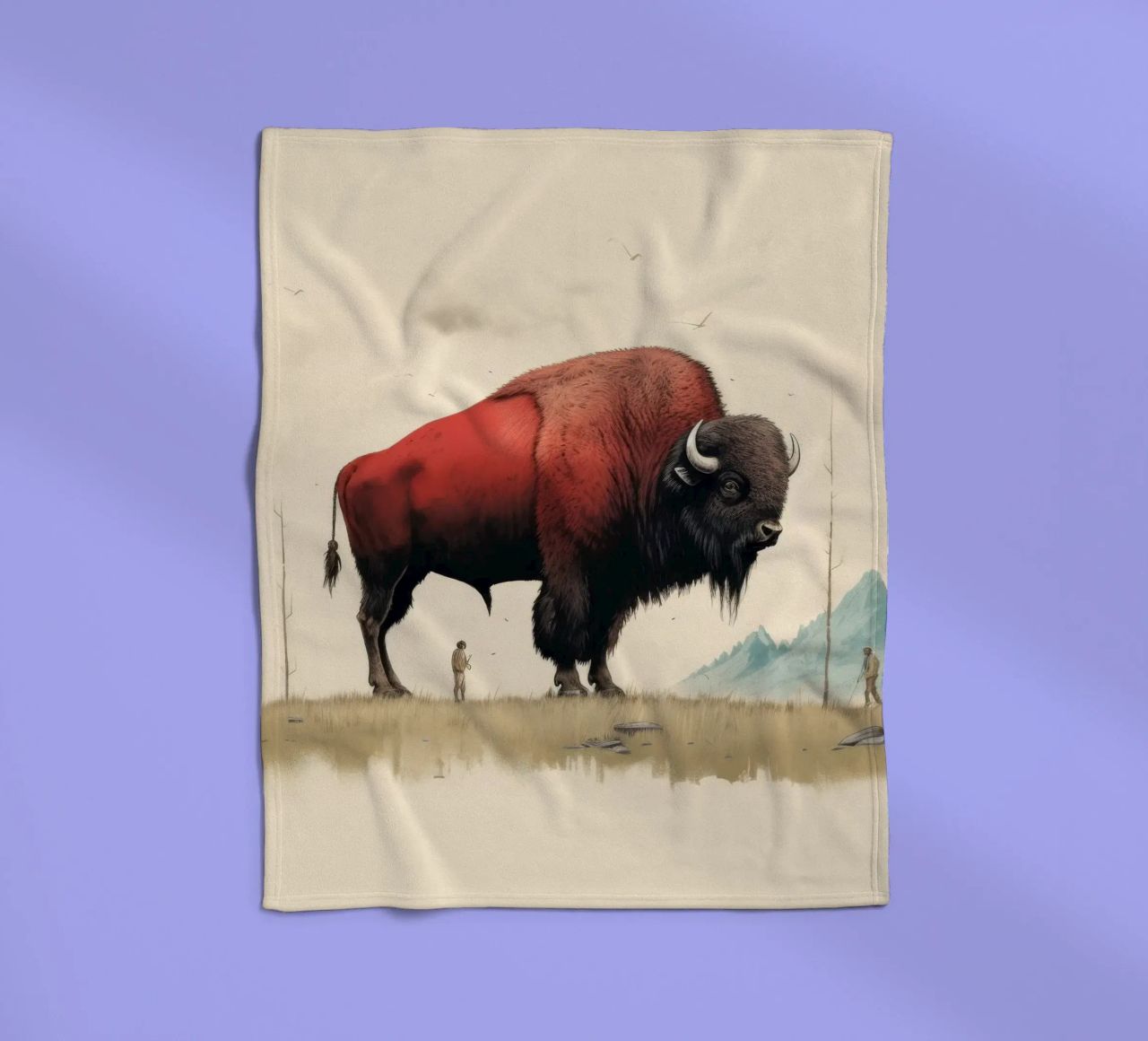 Bisonte minimo 4 coperta in pile da Minimal Animal Art