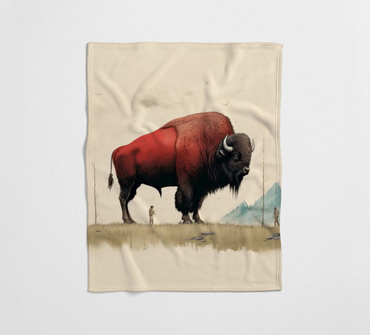 Bisonte minimo 4 coperta in pile da Minimal Animal Art
