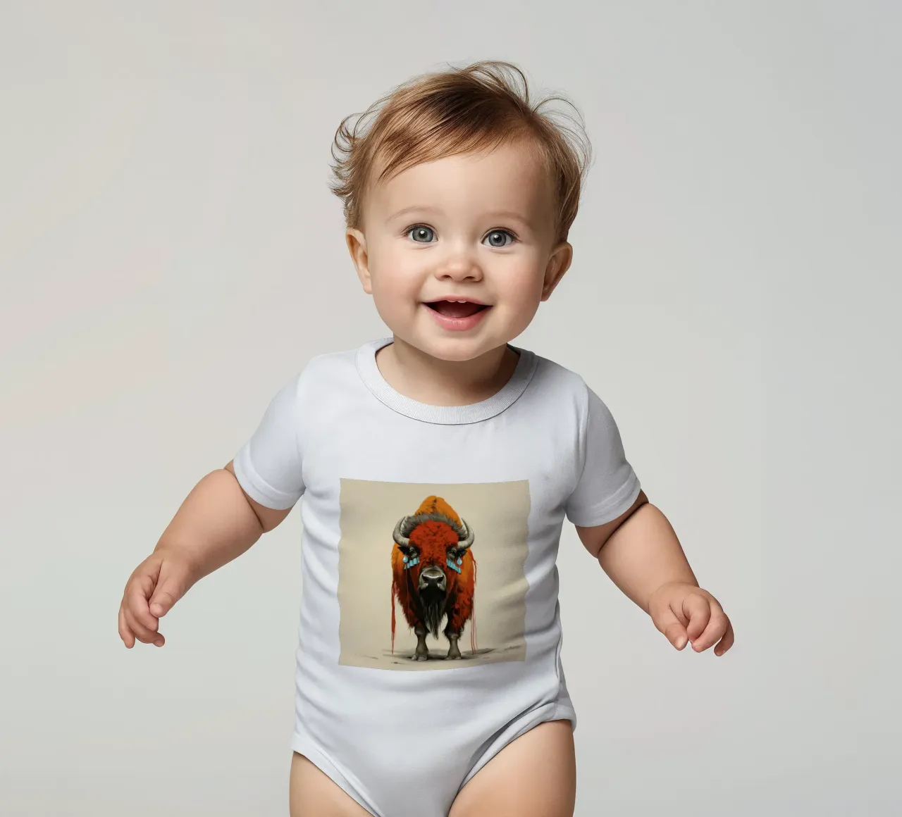 Bisonte minimo 1 body neonato maniche corte da Minimal Animal Art