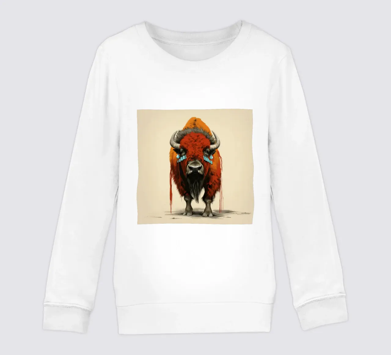 Minimal Bison 1 kids sweatshirt by Minimal Animal Art