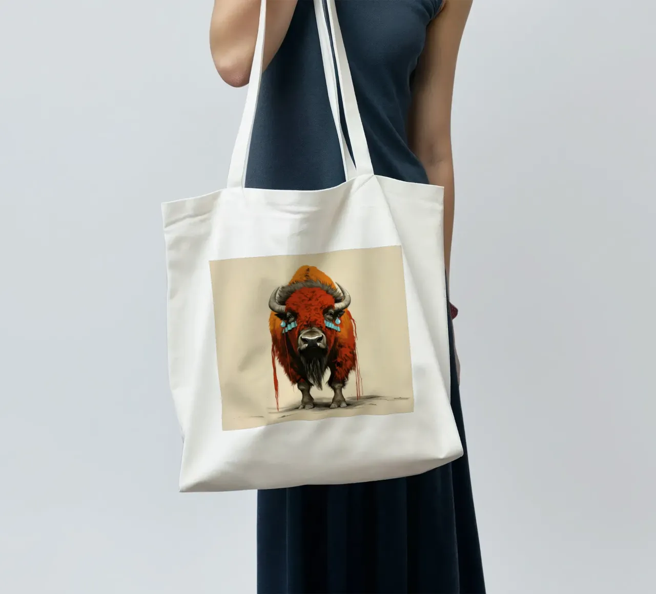 Bisonte mínimo 1 tote bag de Minimal Animal Art