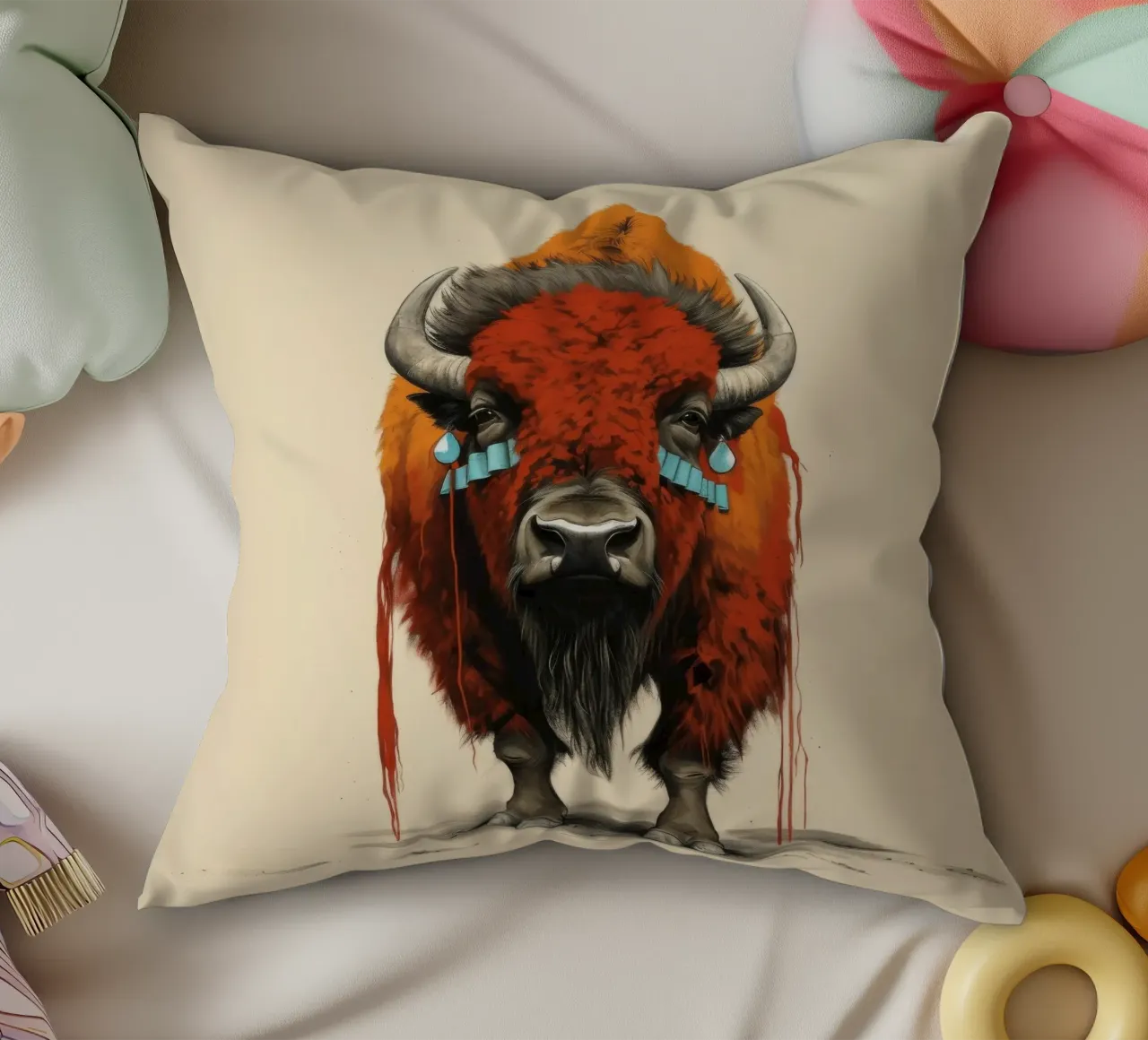 Bisonte minimo 1 cuscino da Minimal Animal Art