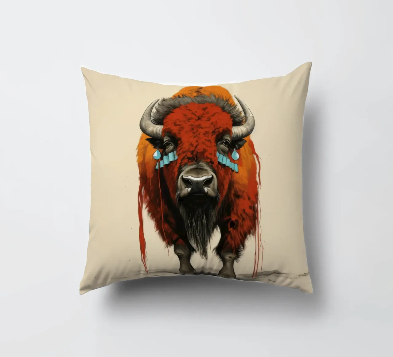 Bisonte minimo 1 cuscino da Minimal Animal Art