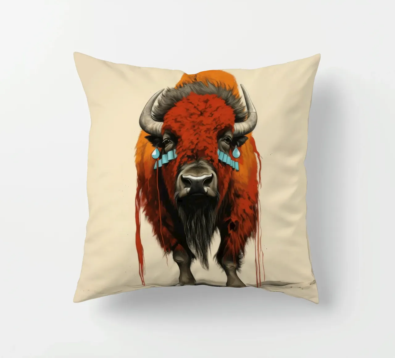Bisonte minimo 1 cuscino da Minimal Animal Art