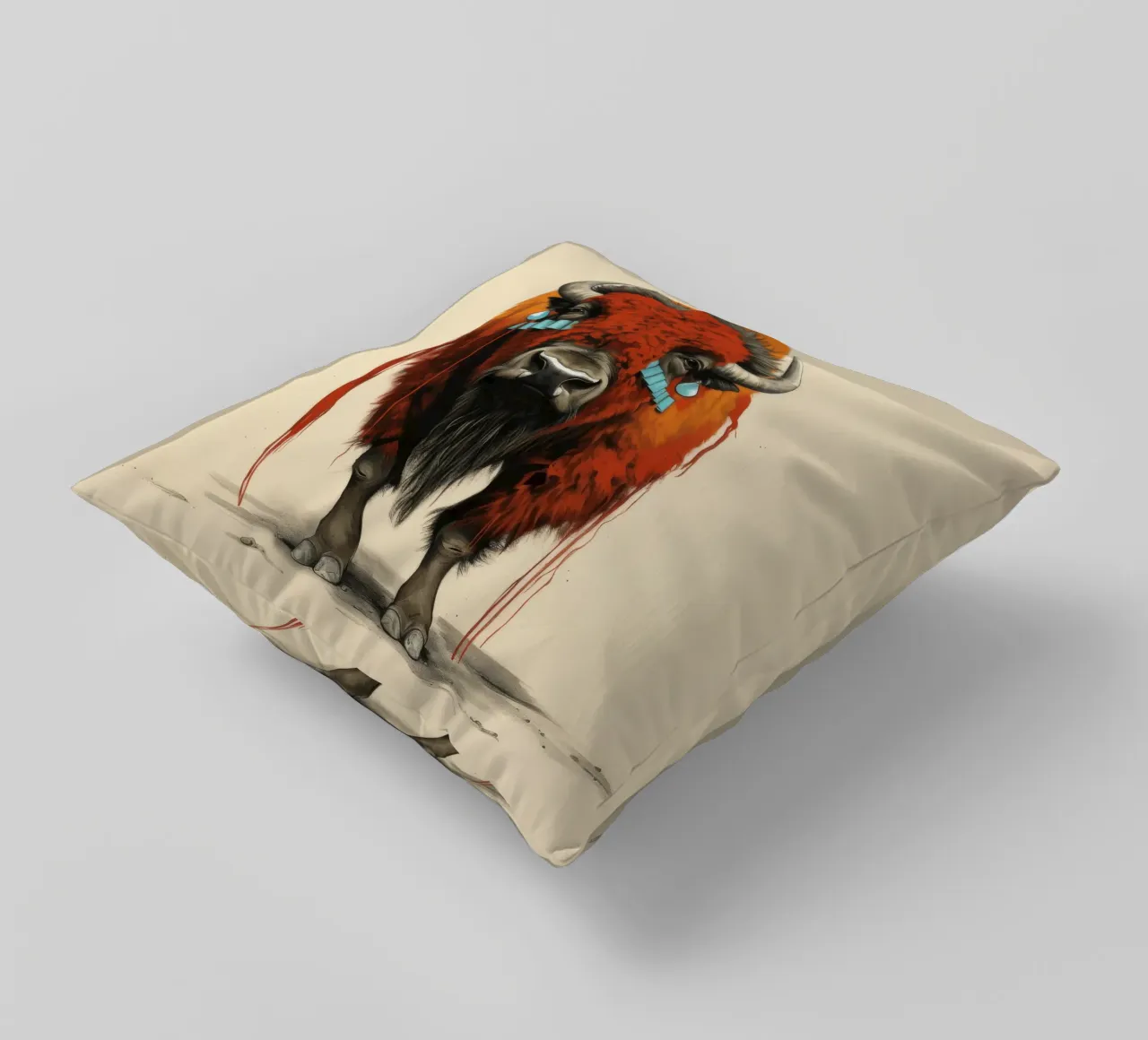 Bisonte minimo 1 cuscino da Minimal Animal Art