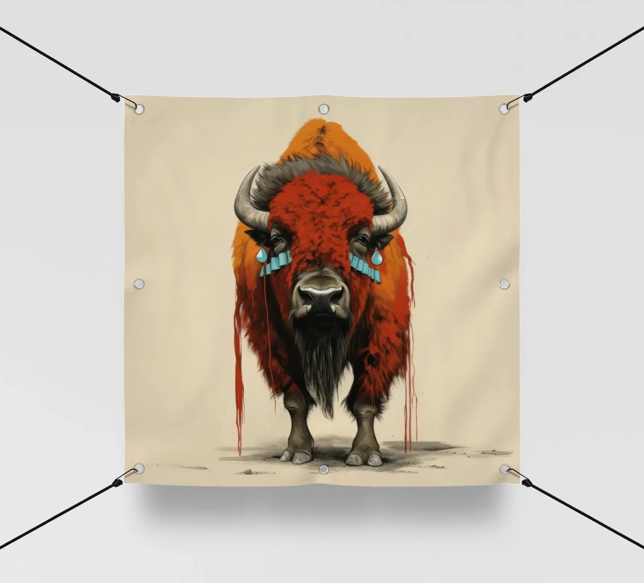 Minimale bizon 1 pvc-zeil van Minimal Animal Art