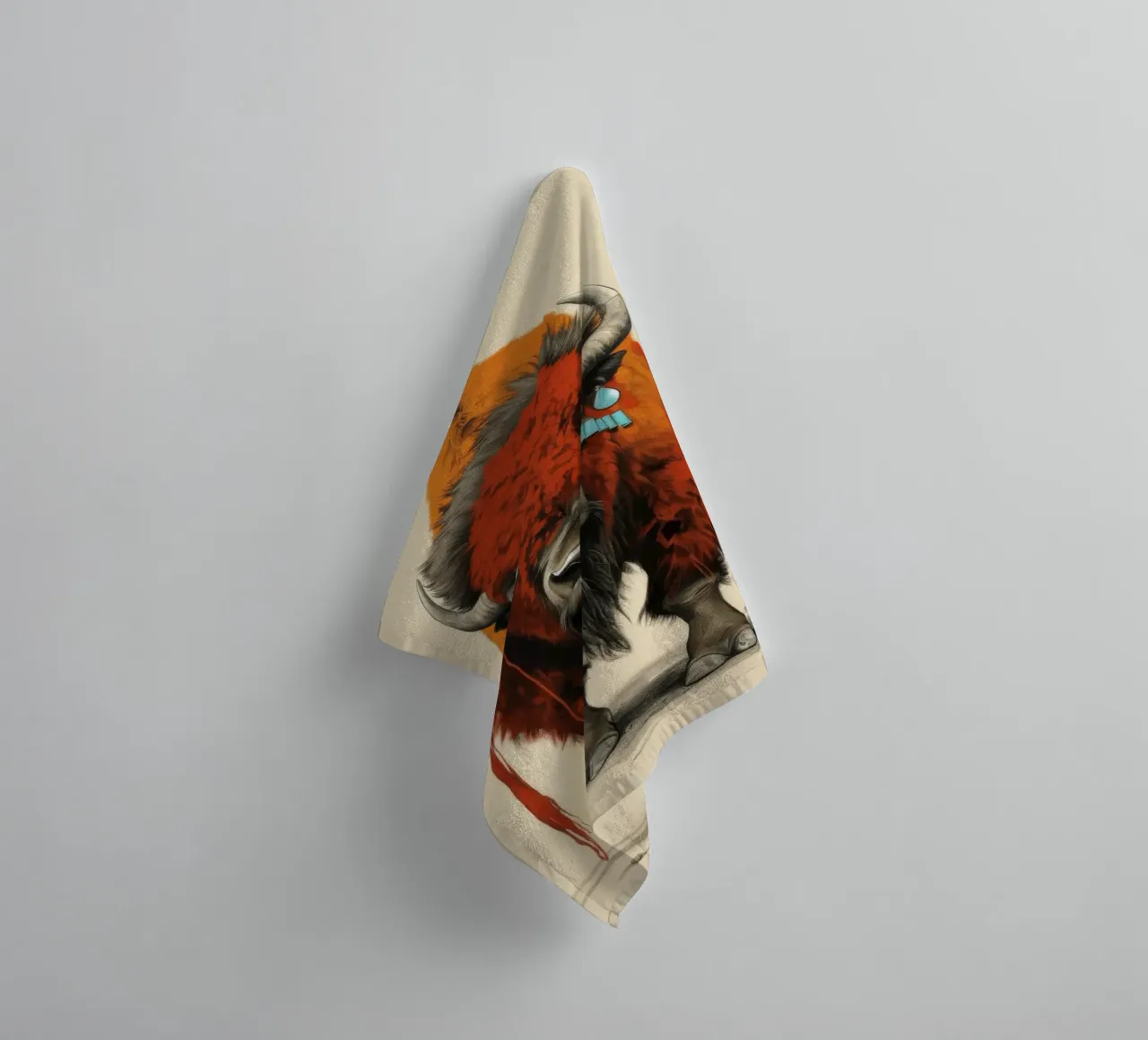 Bisonte minimo 1 asciugamano da bagno da Minimal Animal Art