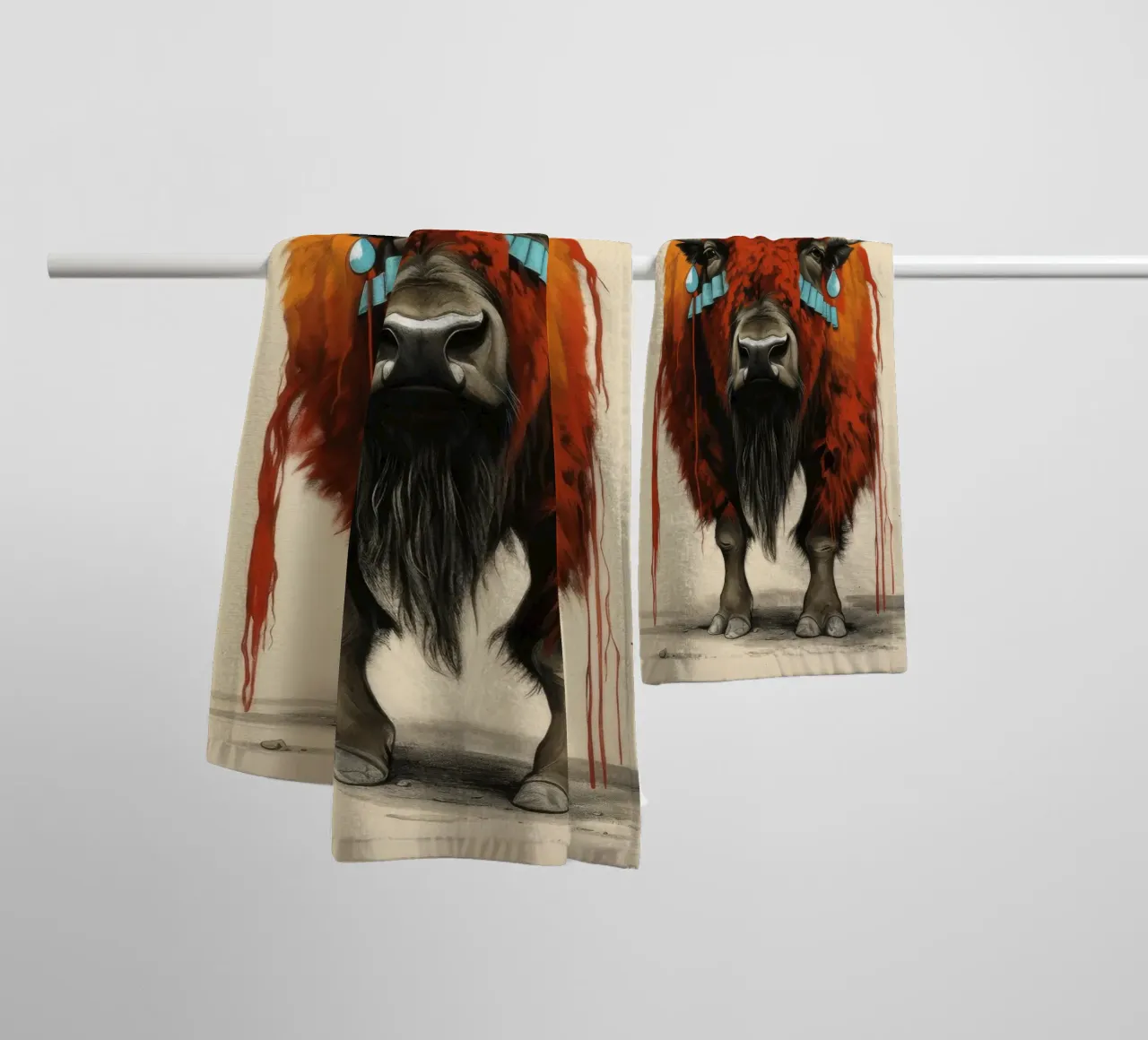 Minimale bizon 1 badhanddoek van Minimal Animal Art