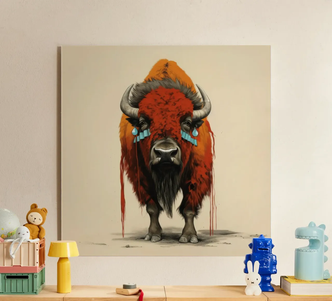 Minimal Bison 1 Acryl-Glas von Minimal Animal Art