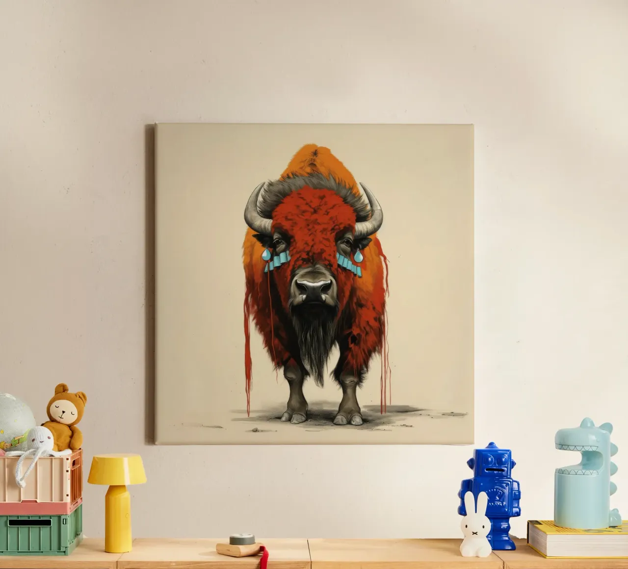 Minimo Bison tela da Minimal Animal Art