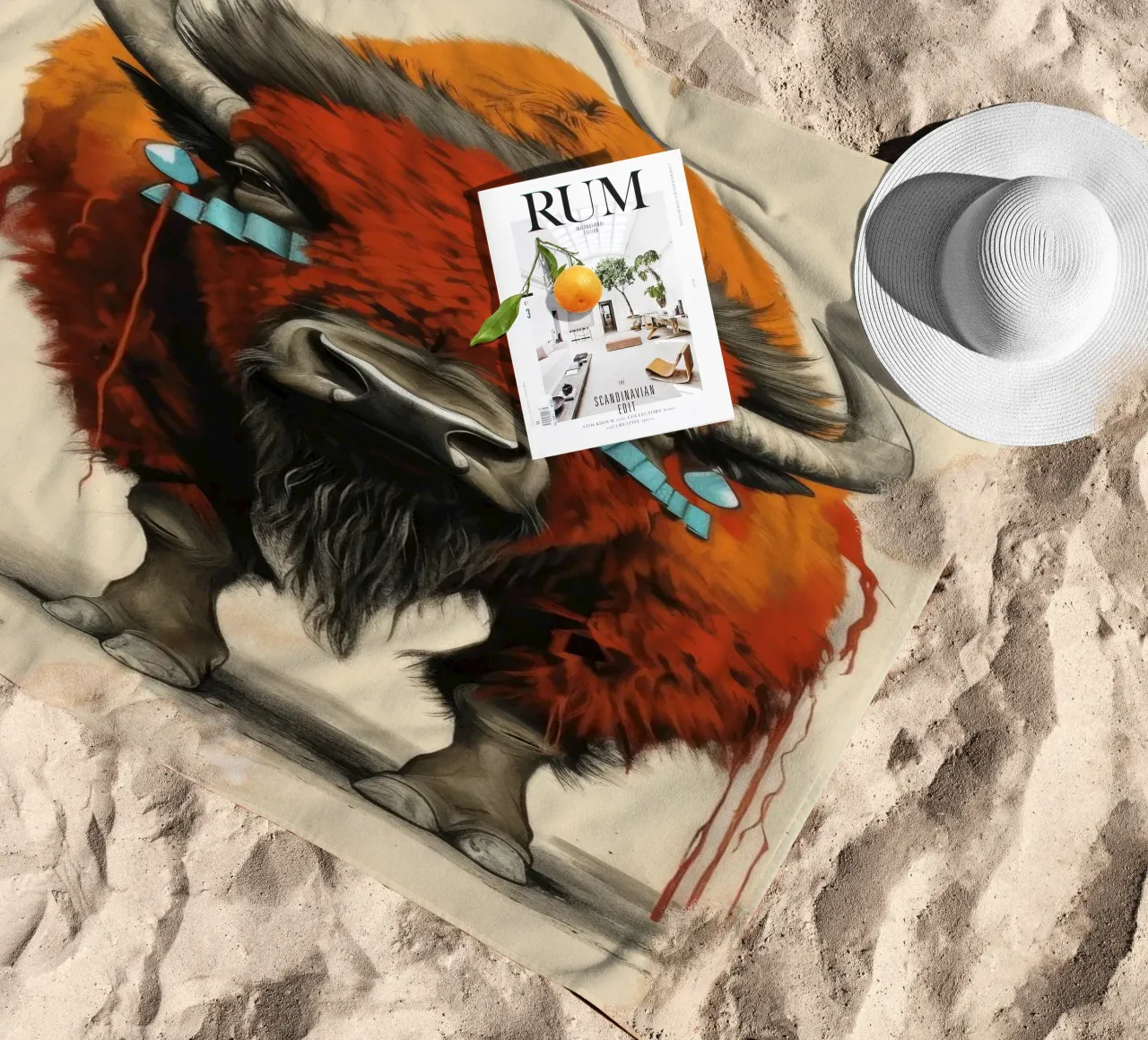 Bisonte minimo 1 telo mare da Minimal Animal Art