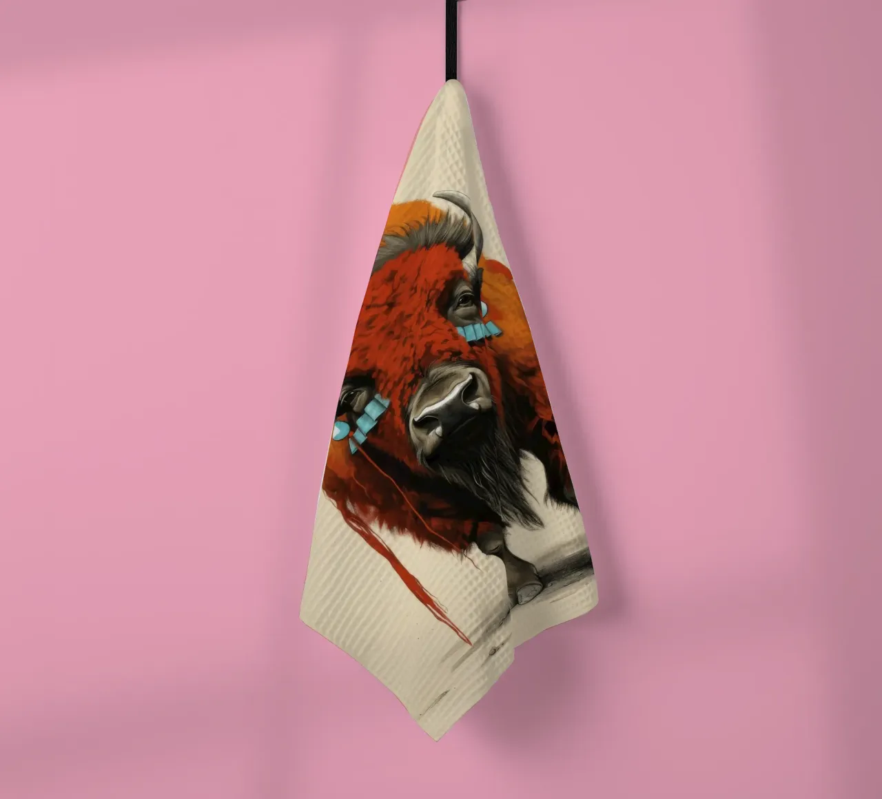 Bisonte minimo 1 canovaccio da cucina da Minimal Animal Art