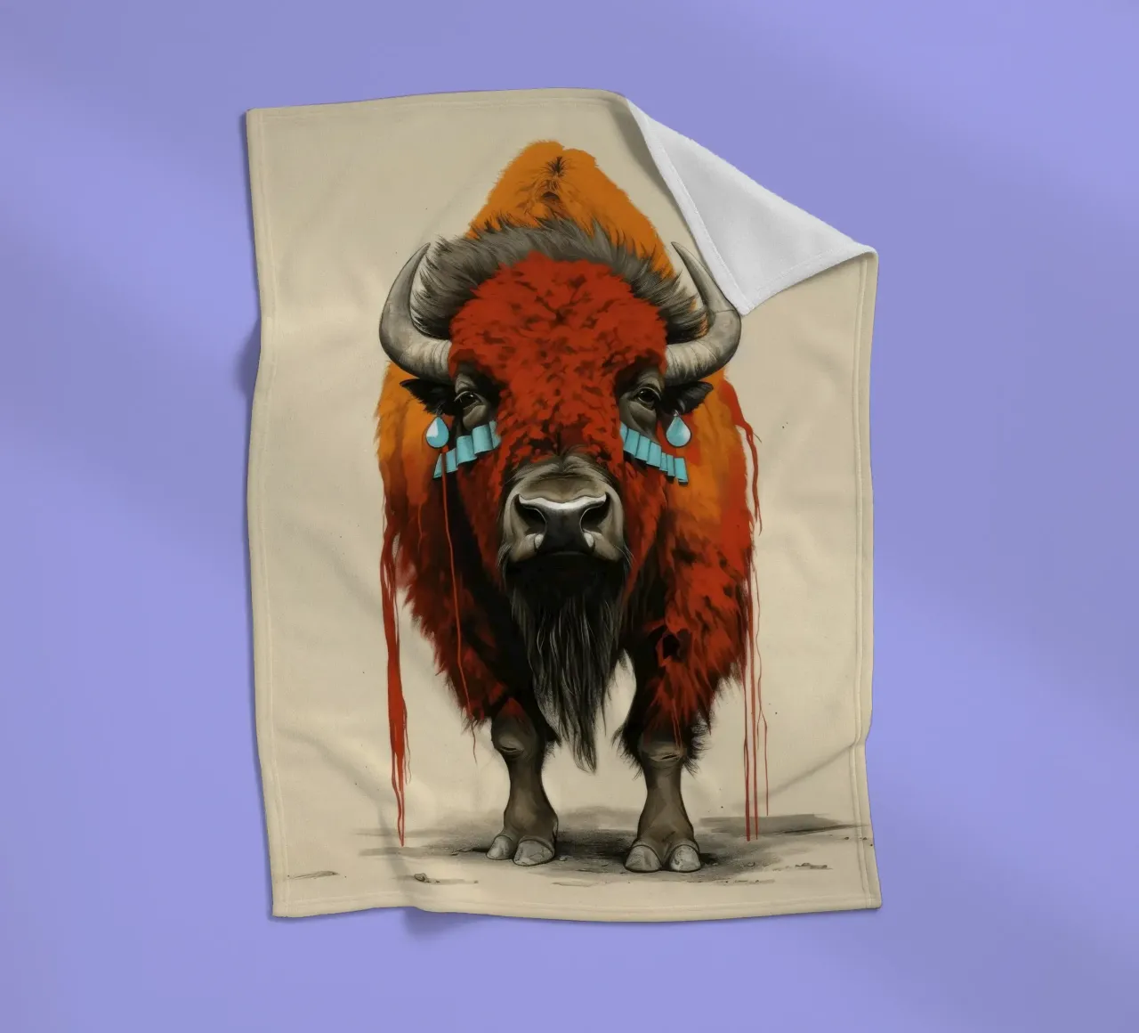 Bisonte minimo 1 coperta in pile da Minimal Animal Art