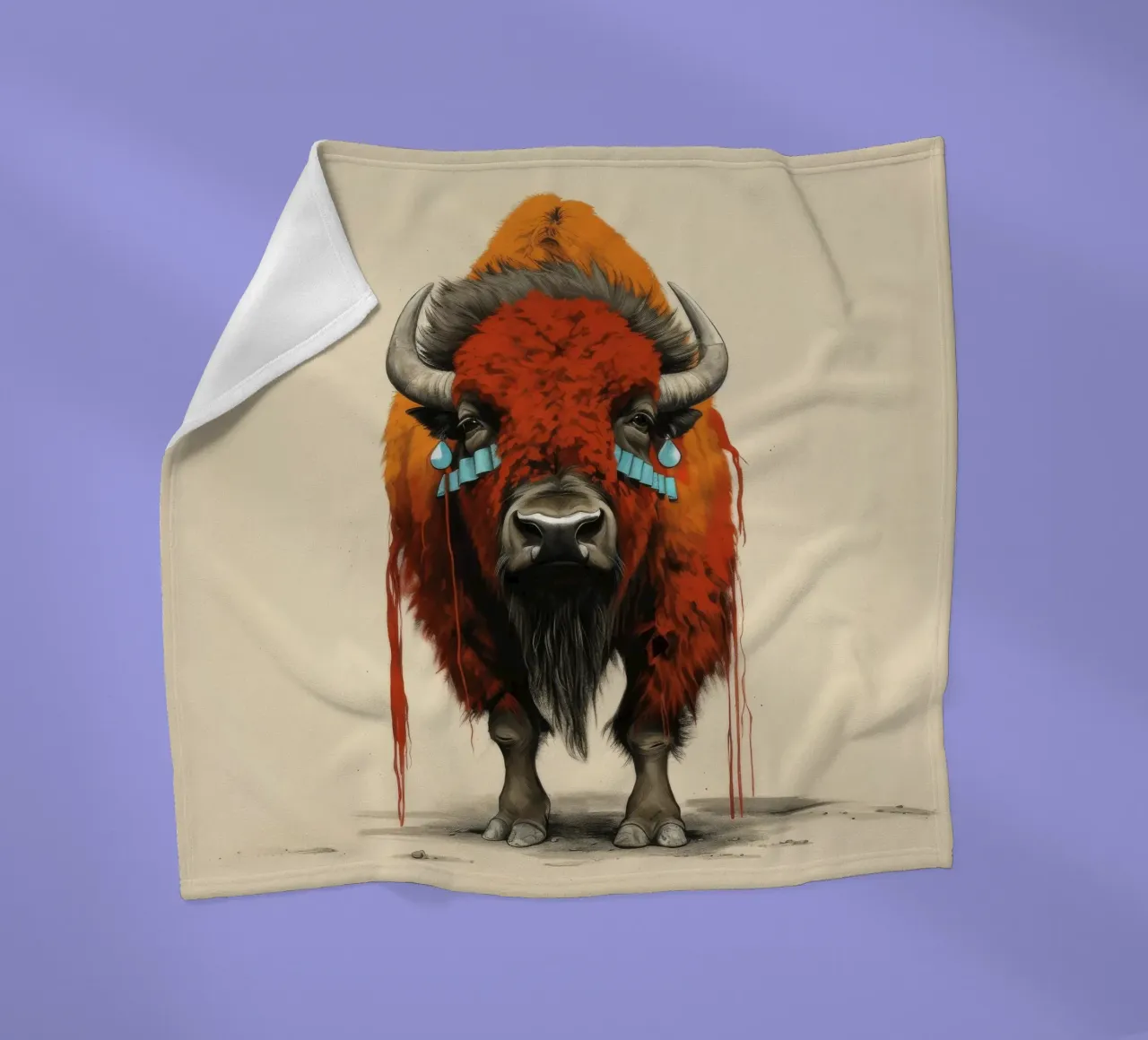 Bisonte minimo 1 coperta in pile da Minimal Animal Art