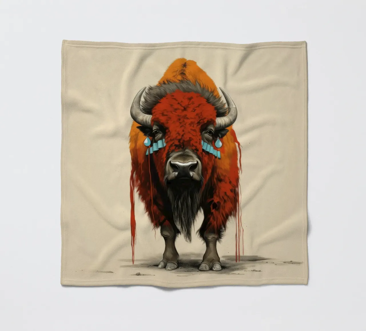 Minimal Bison 1 fleece blanket by Minimal Animal Art