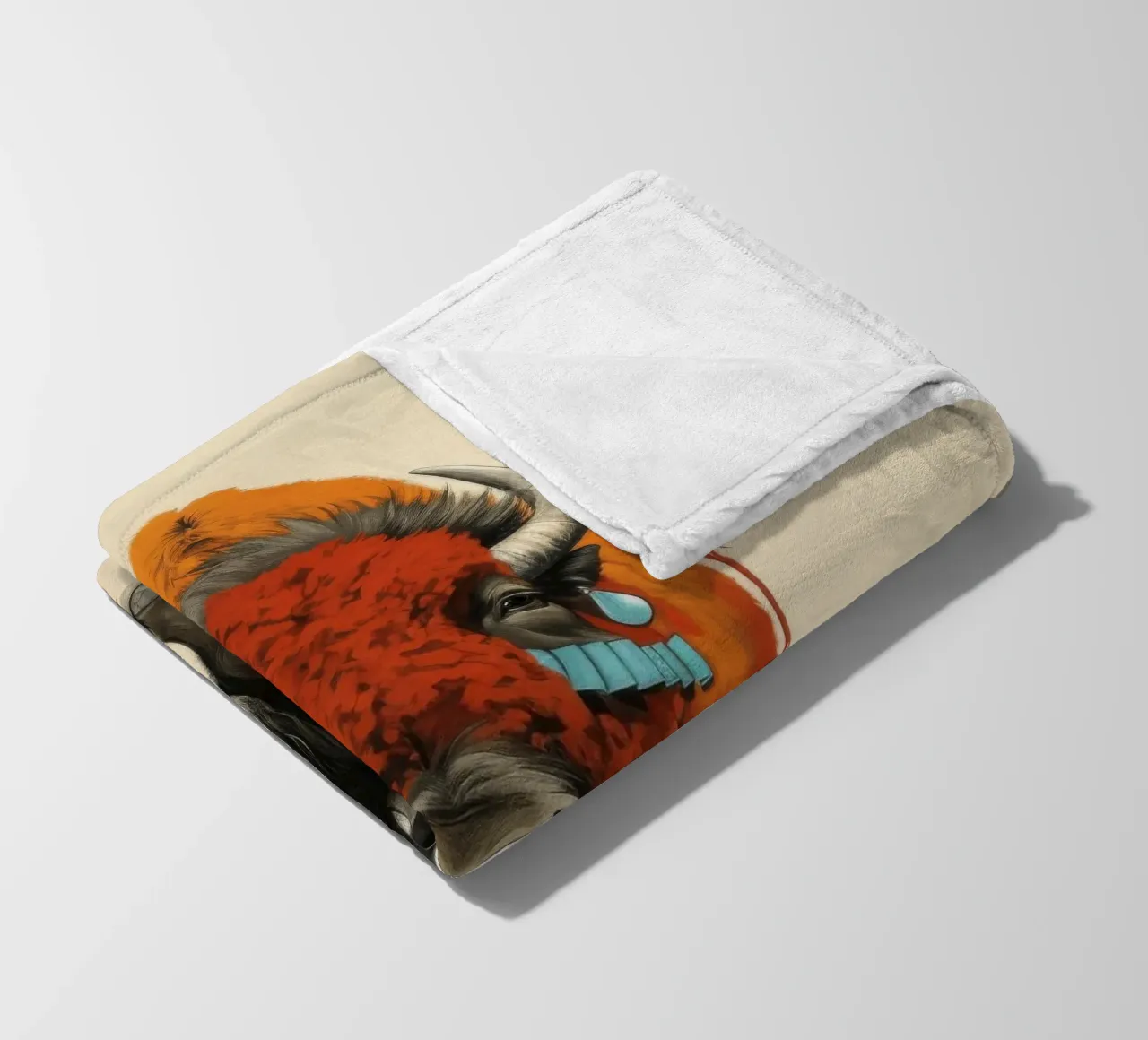 Bisonte minimo 1 coperta in pile da Minimal Animal Art